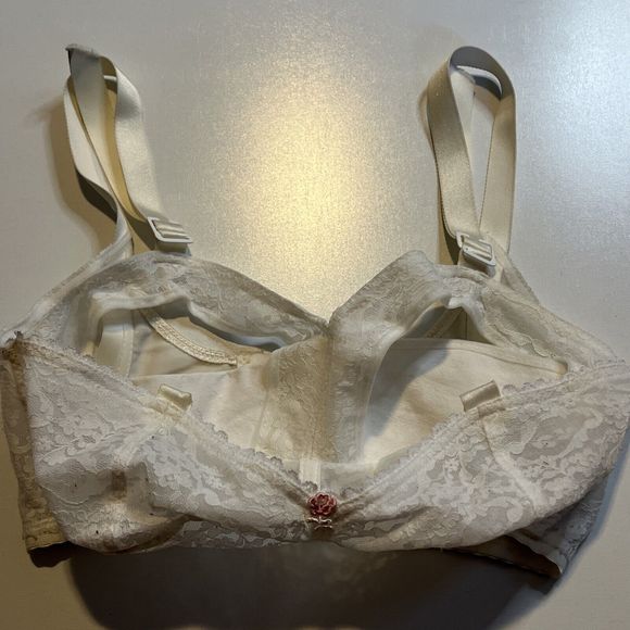 WOMENS BRA 4 HOOK WHITE "VINTAGE" LACE PUSHUP ADJUSTABLE WIRELESS Nursing - Picture 3 of 8